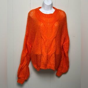 NWT Perfectly Priscilla Women’s Orange Loose Knit Cable Knit Sweater Size M